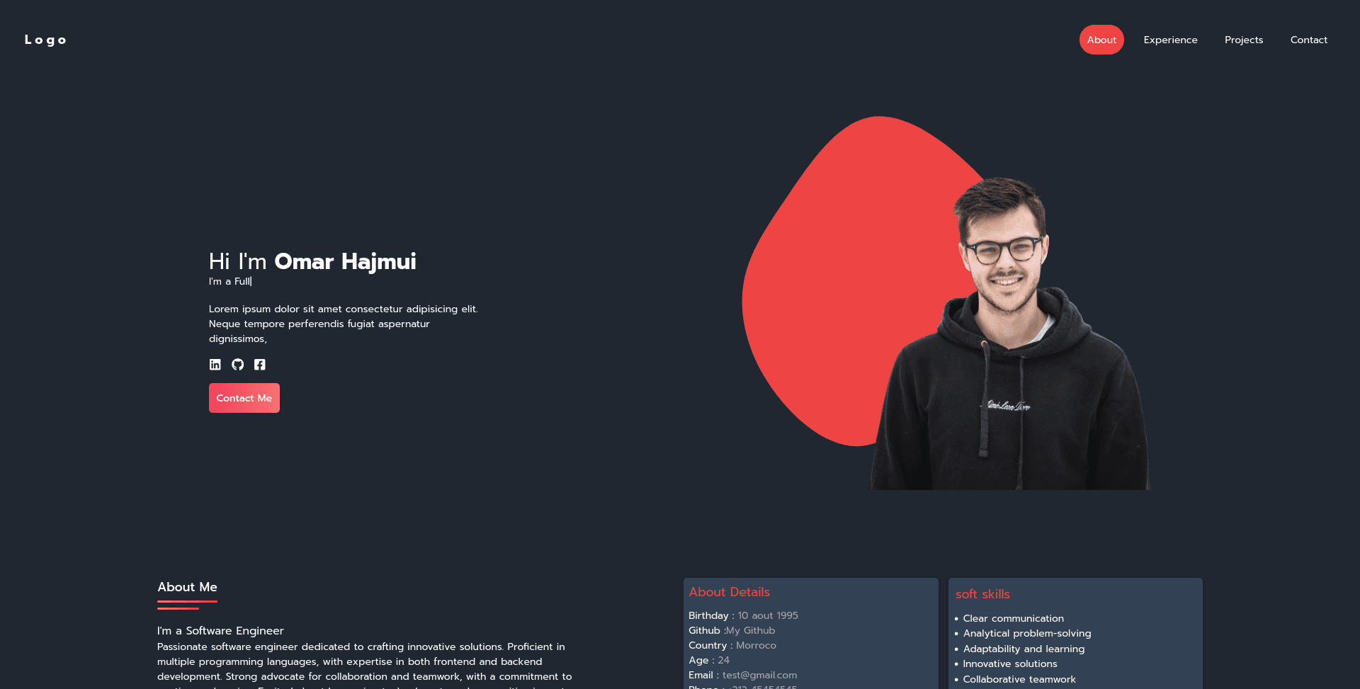 Portfolio with blobs design