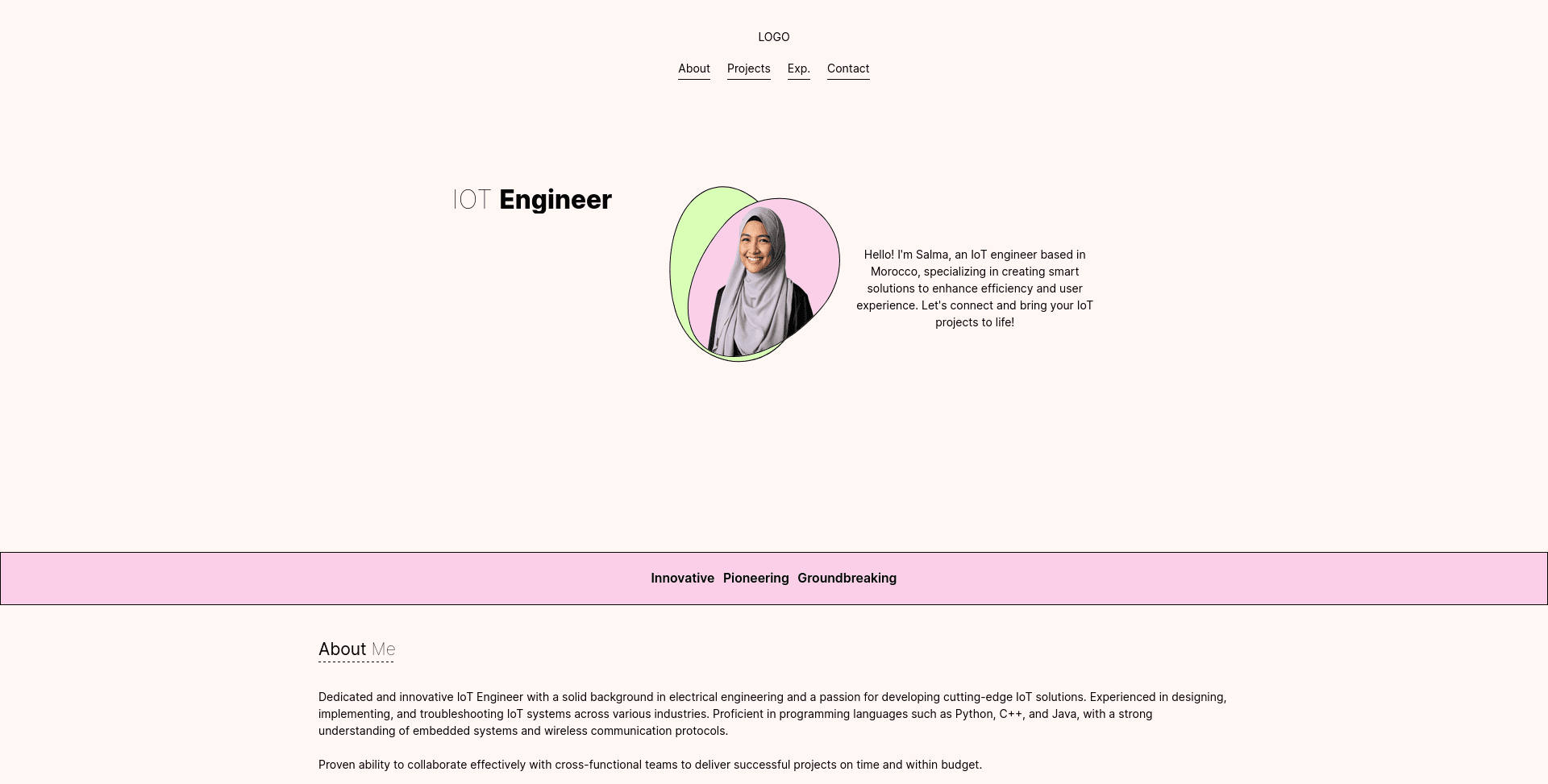 Pink  Portfolio with smoth animations